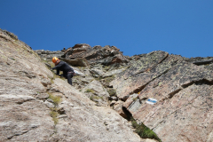 Abstieg über Aufstiegsroute - steiles Blockgelände am Almagellerhorn