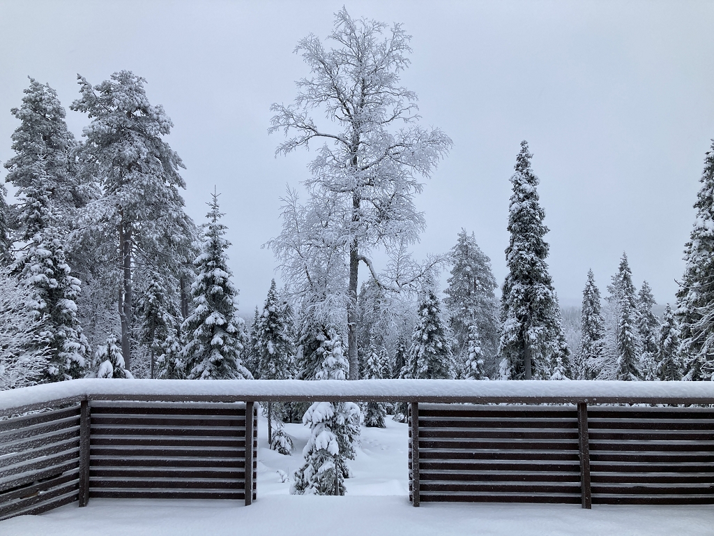 Letzter Blick vom Balkon der Hieta Villas Aurora in Ruka