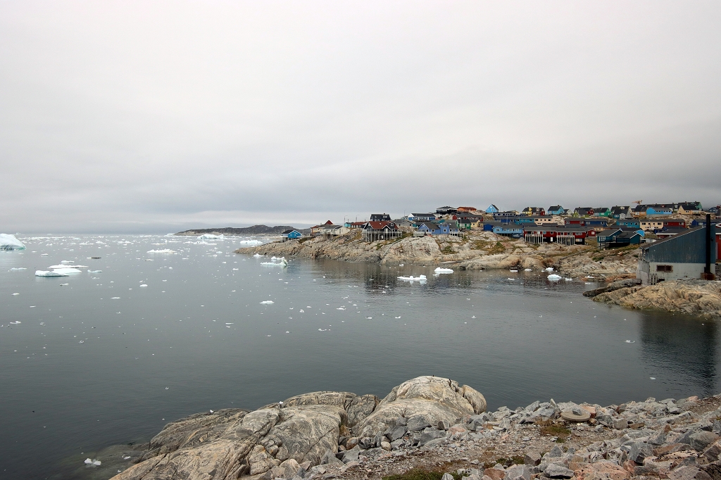 Blick auf die Eisberge in der Diskobucht