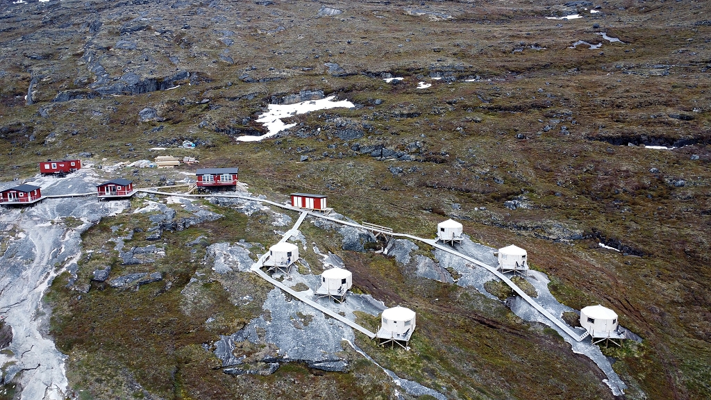 Glacier Eqi Lodge aus der Luft