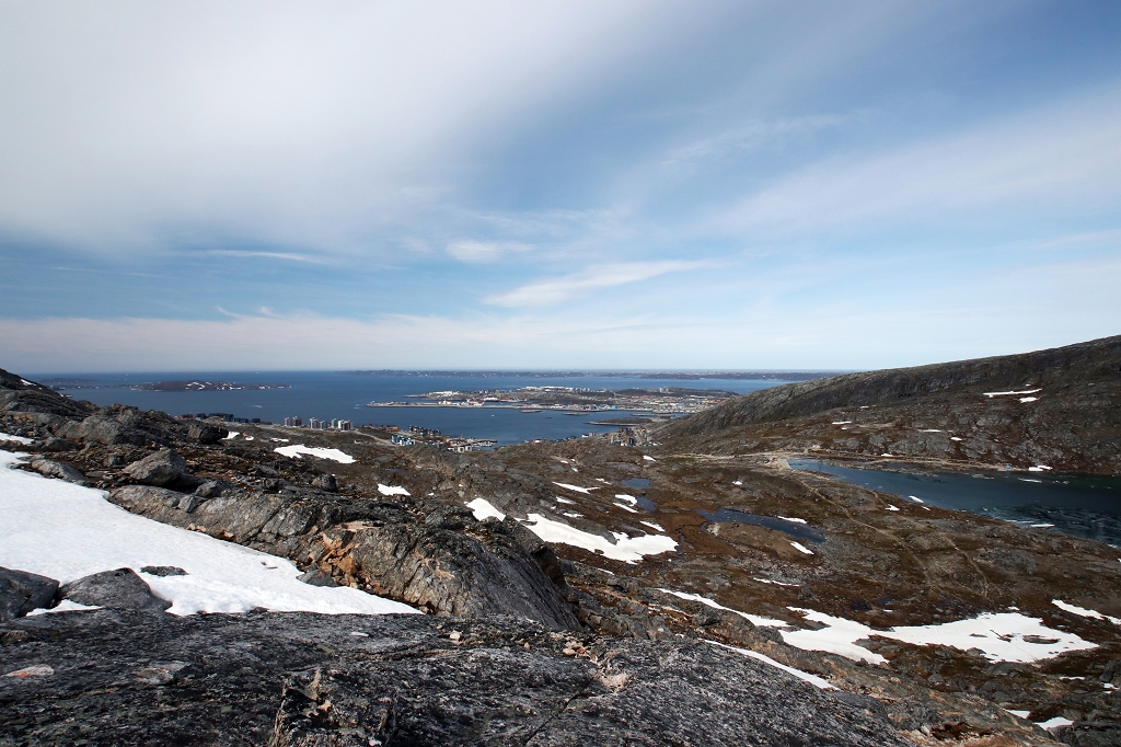Blick auf Nuuk und den Fjord