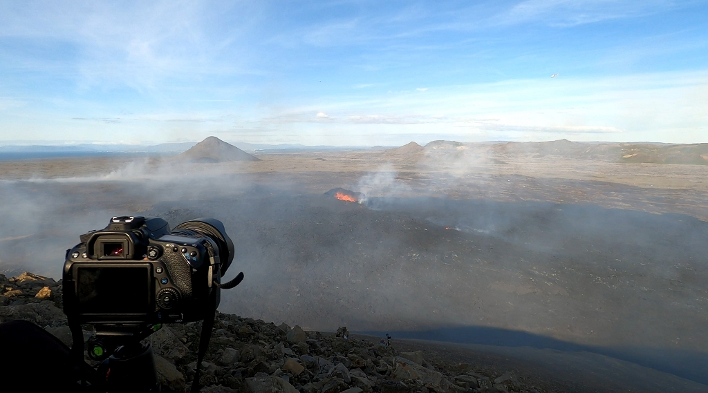 Blick auf die Eruption am 28.07.2023 am Litli-Hrútur auf Island