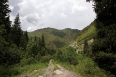 Blick auf die Berge des Turgen-Tals