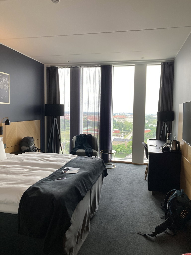 Unser Zimmer auf der 19. Etage des Clarion Malmö Live