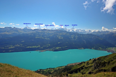 Blick auf Eiger, Mönch und Jungfrau und die Berner Bergwelt
