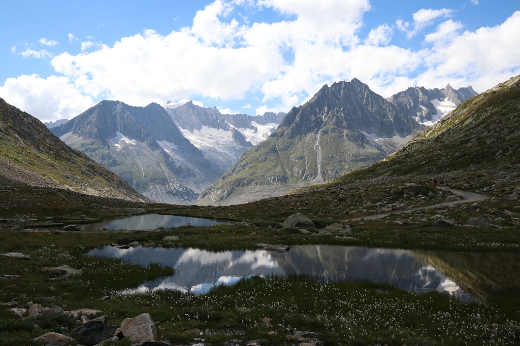 An kleinen Seen vorbei zum Rand des Aletschgletschers