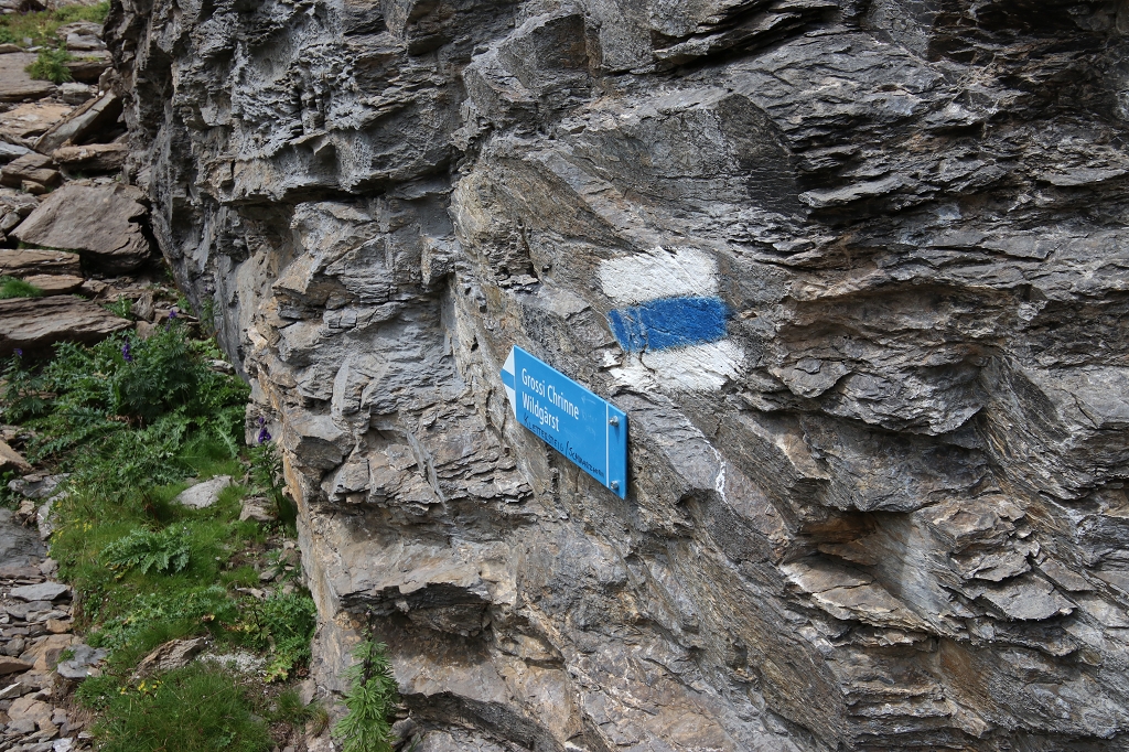 Abzweig zum Schwarzhorn-Klettersteig
