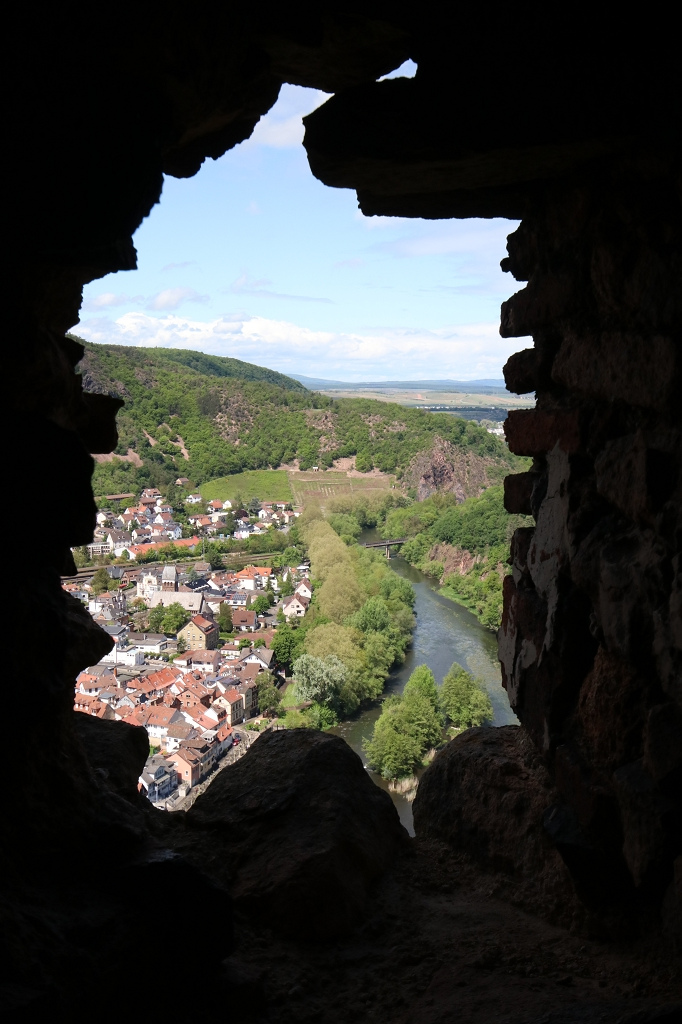 Wanderung 3x3 Salinental: Vitaltour Rheingrafenstein - Blick von der Burg Rheingrafenstein